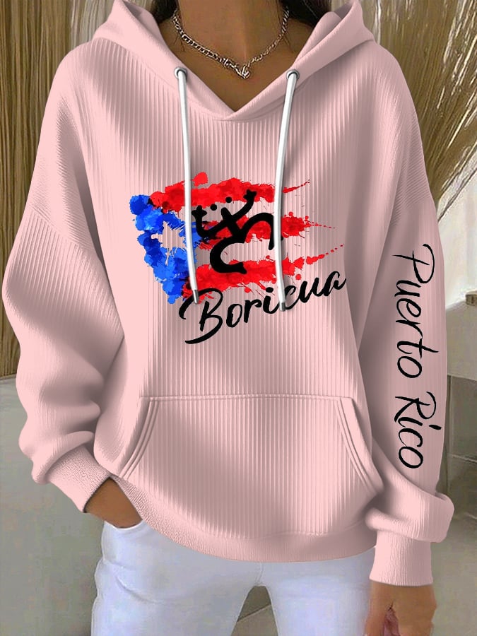 Puerto Rico Color Leisure Women's Print Casual Hoodies