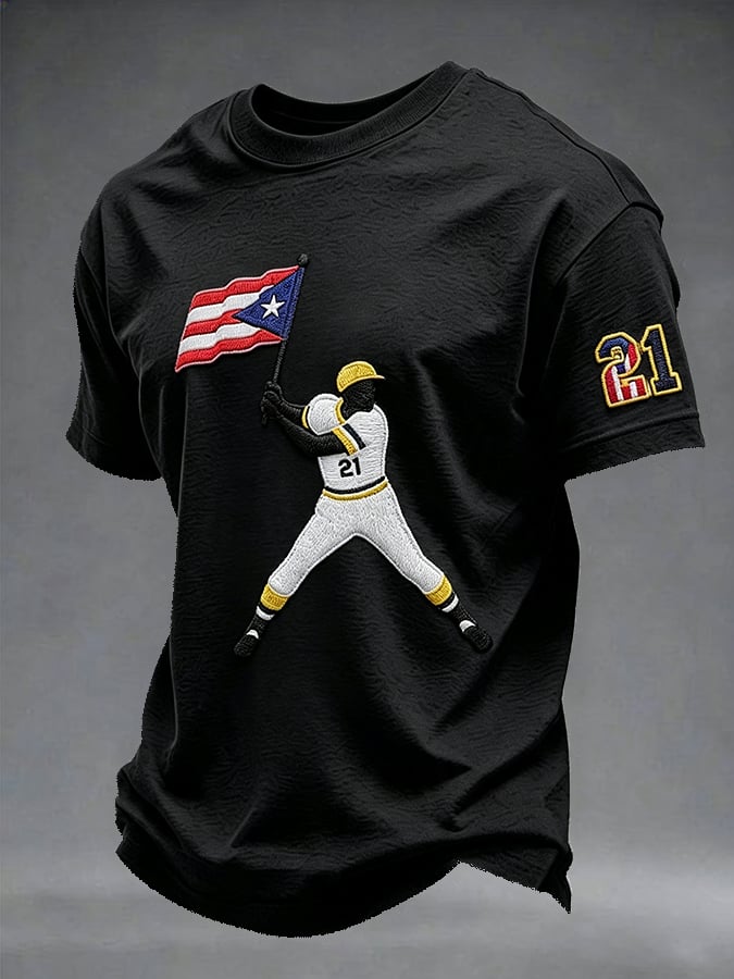 Men's Puerto Rico Baseball Print Short-Sleeve T-Shirt