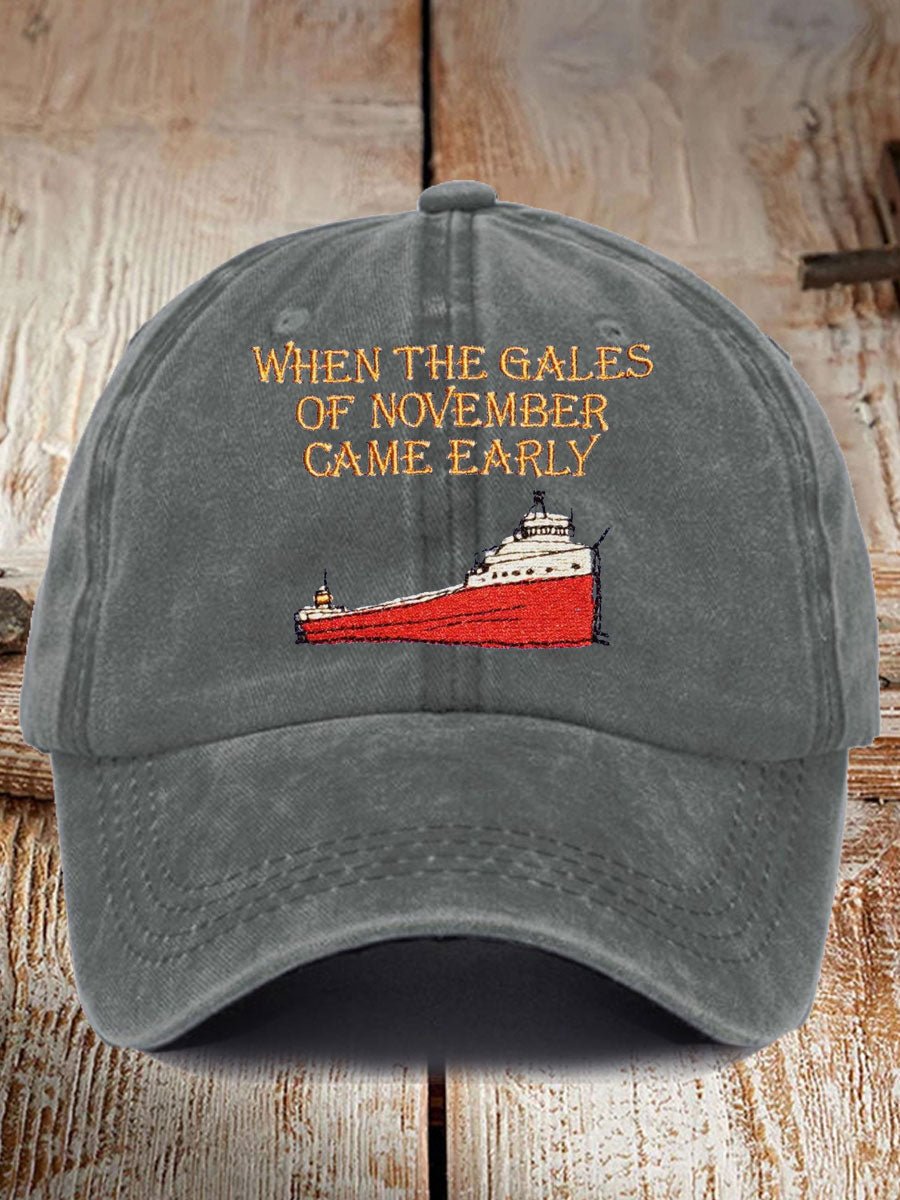 “When The Gales Of November Came Earlyâ€?Print Baseball Cap