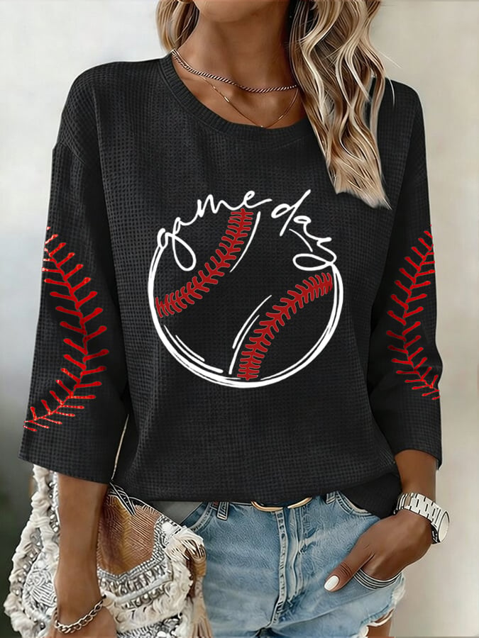 Women's Retro Baseball   Print Top