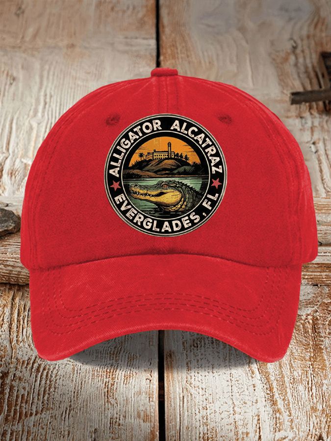 Alligator Alcatraz Funny Florida Everglades Dark Humor  Pride Baseball Cap