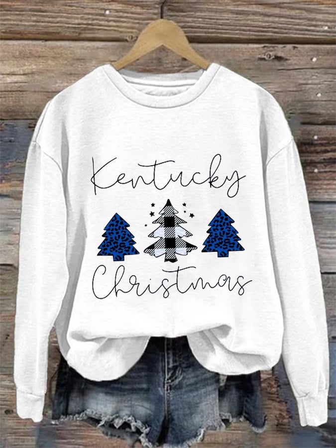 Women's Casual Kentucky Christmas Printed Sweatshirt
