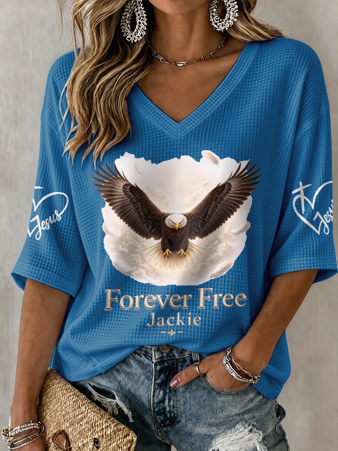 🔥🔥2nd 50% Off 🔥🔥V-Neck Retro Forever Free Jackie Print T-Shirt