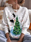 Women's Christmas Print Casual Knit Top