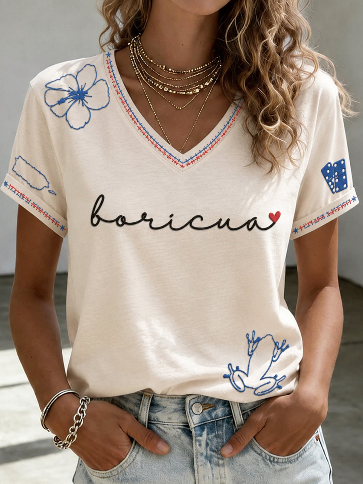 Women's Puerto Rico Pride Art Printed T-shirt