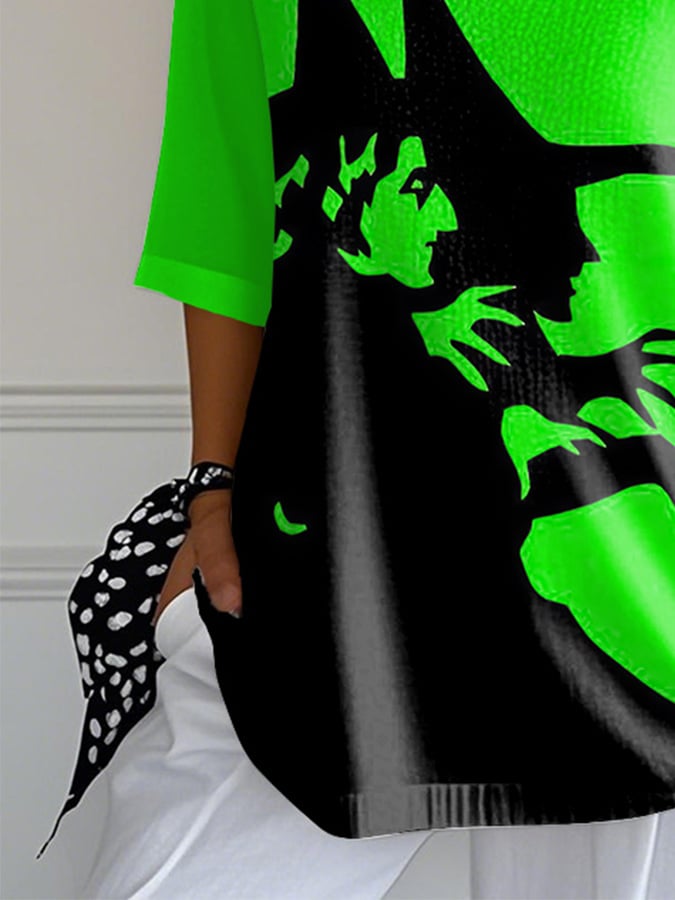 Women's Halloween Witch Print T-Shirt
