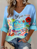 Puerto Rico colorful printed long sleeve top