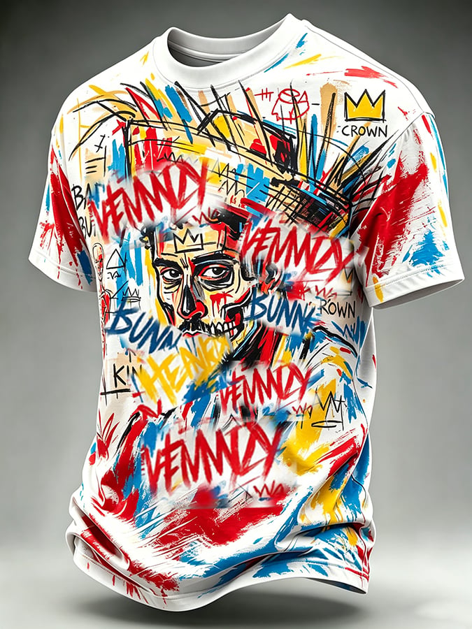 Man Creative Casual Print Short-Sleeve T-Shirt