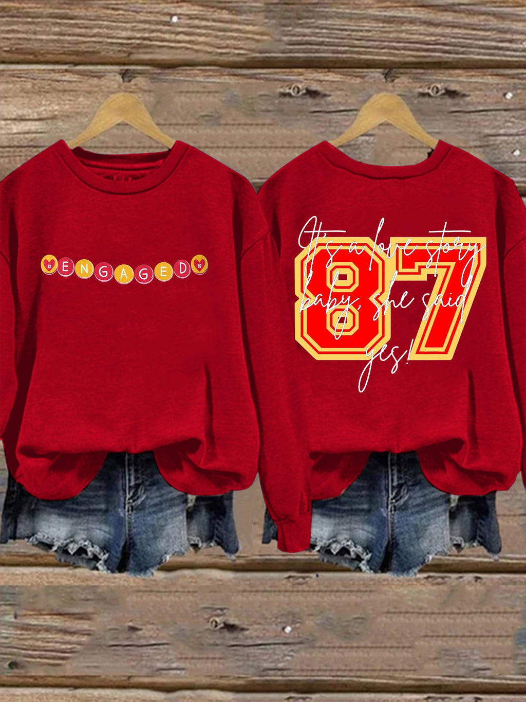 Retro 87 Engaged It’s A Love Story, She Said Yes Print Sweatshirt