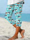 Women's Great White Shark Print Cropped Leggings