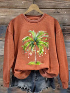 Women'S Casual Christmas Palm Tree Printed Long Sleeve Sweatshirt