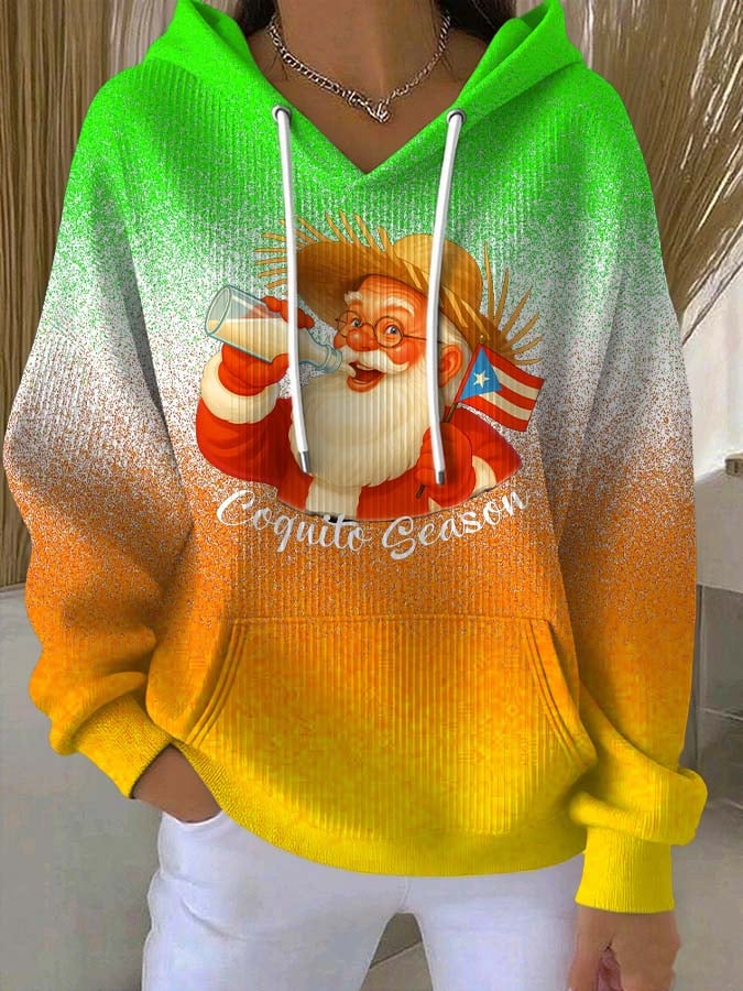 Puerto Rico Colored Casual Women's Hooded Printed Sweatshirt