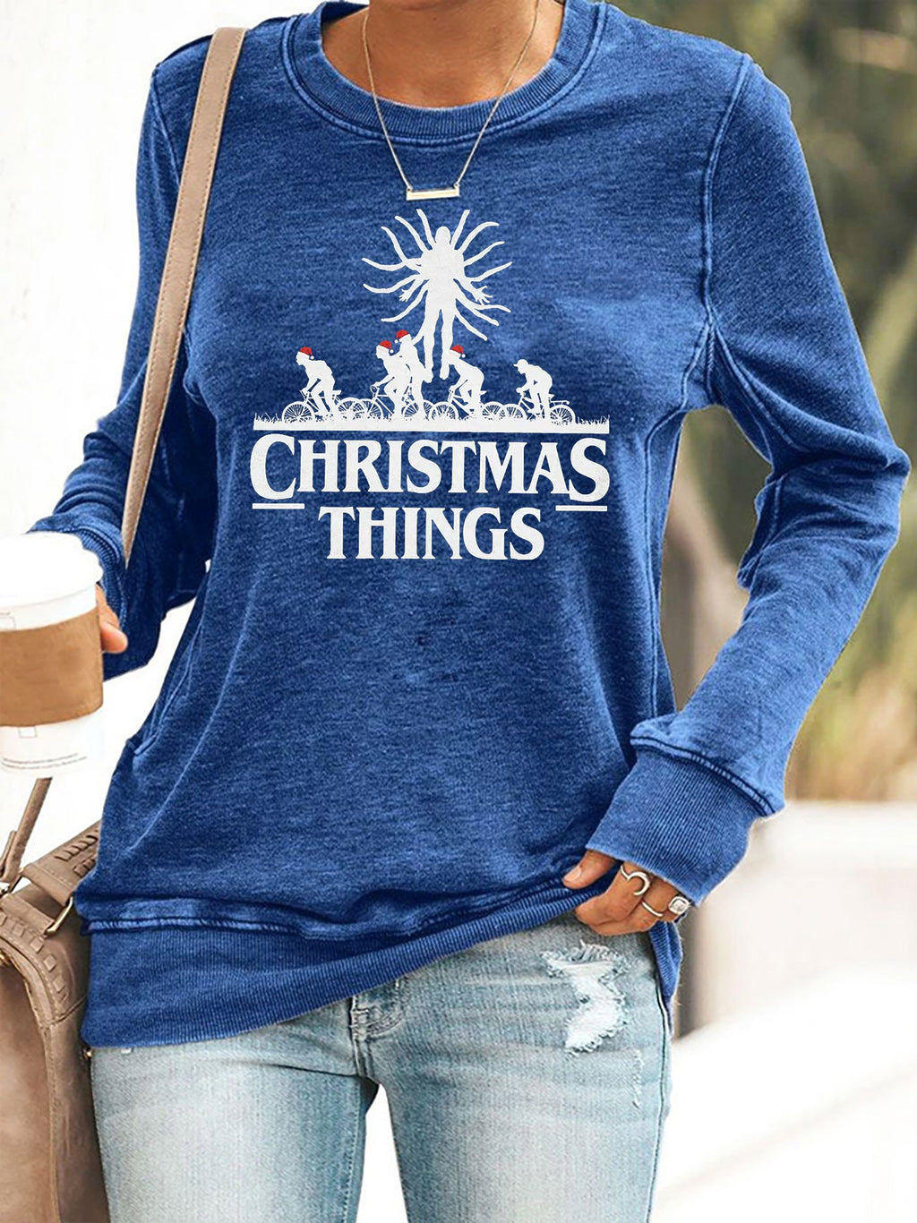 Retro Christmas Things Print Sweatshirt
