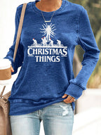 Retro Christmas Things Print Sweatshirt