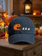 Retro Halloween Pumpkin Eat Ghost Print Baseball Cap