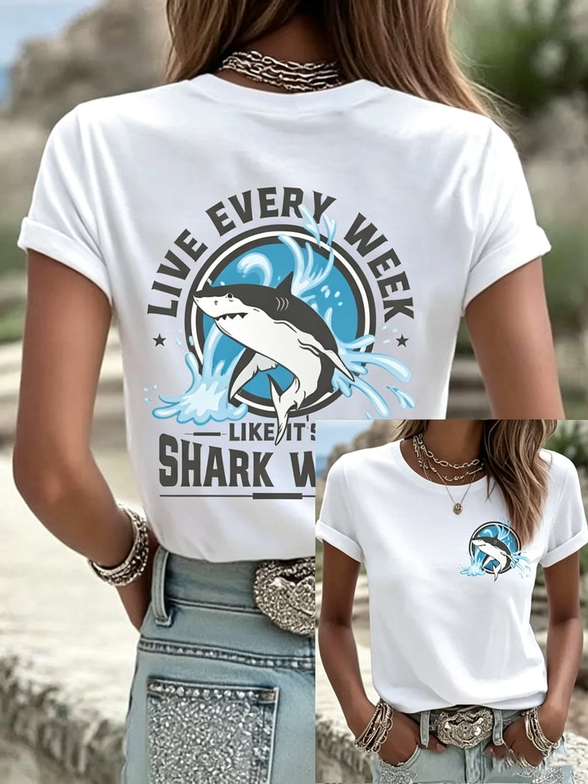 Women's Shark Print T-shirt