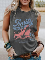 Women's Amity Island 1975 Clear Skies Gentle Surf Warm Water Printed Vest
