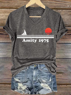 Women's Amity Island 1975 Print T-shirt