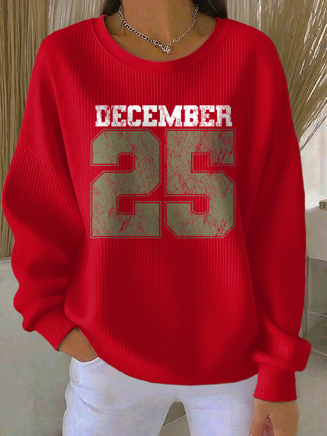 Retro Christmas December 25 Print Sweatshirt