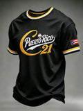 Men's Puerto Rico Baseball Print Short-Sleeve T-Shirt