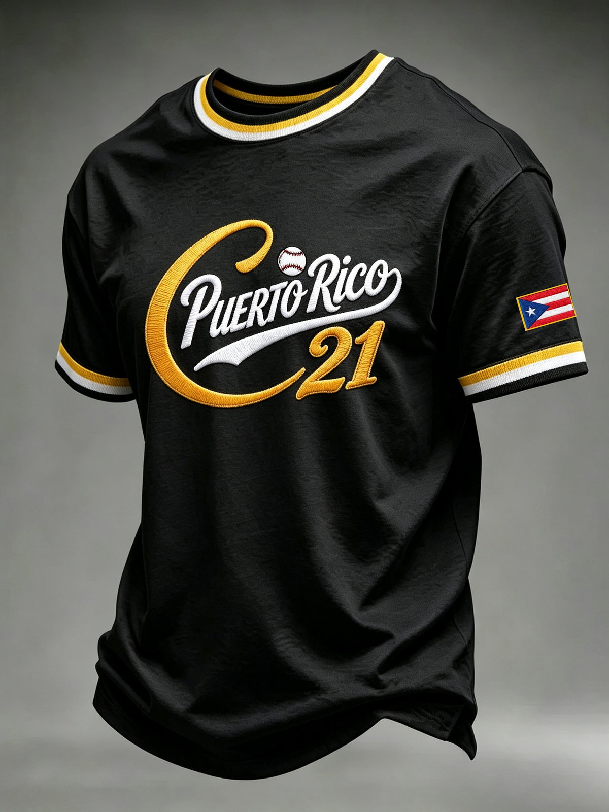Men's Puerto Rico Baseball Print Short-Sleeve T-Shirt