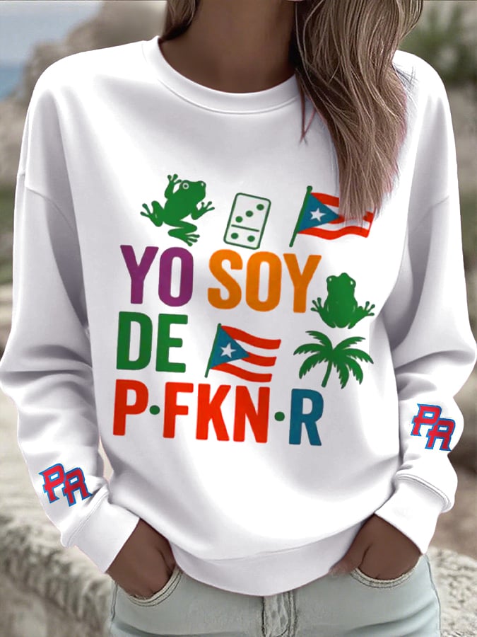 Puerto Rico Casual Casual Color Printed Sweatshirt