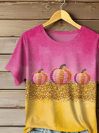 Women's Autumn Gold Pumpkin Print T-Shirt