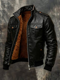 Men's Retro Warm Soft Leather Outdoor Jacket