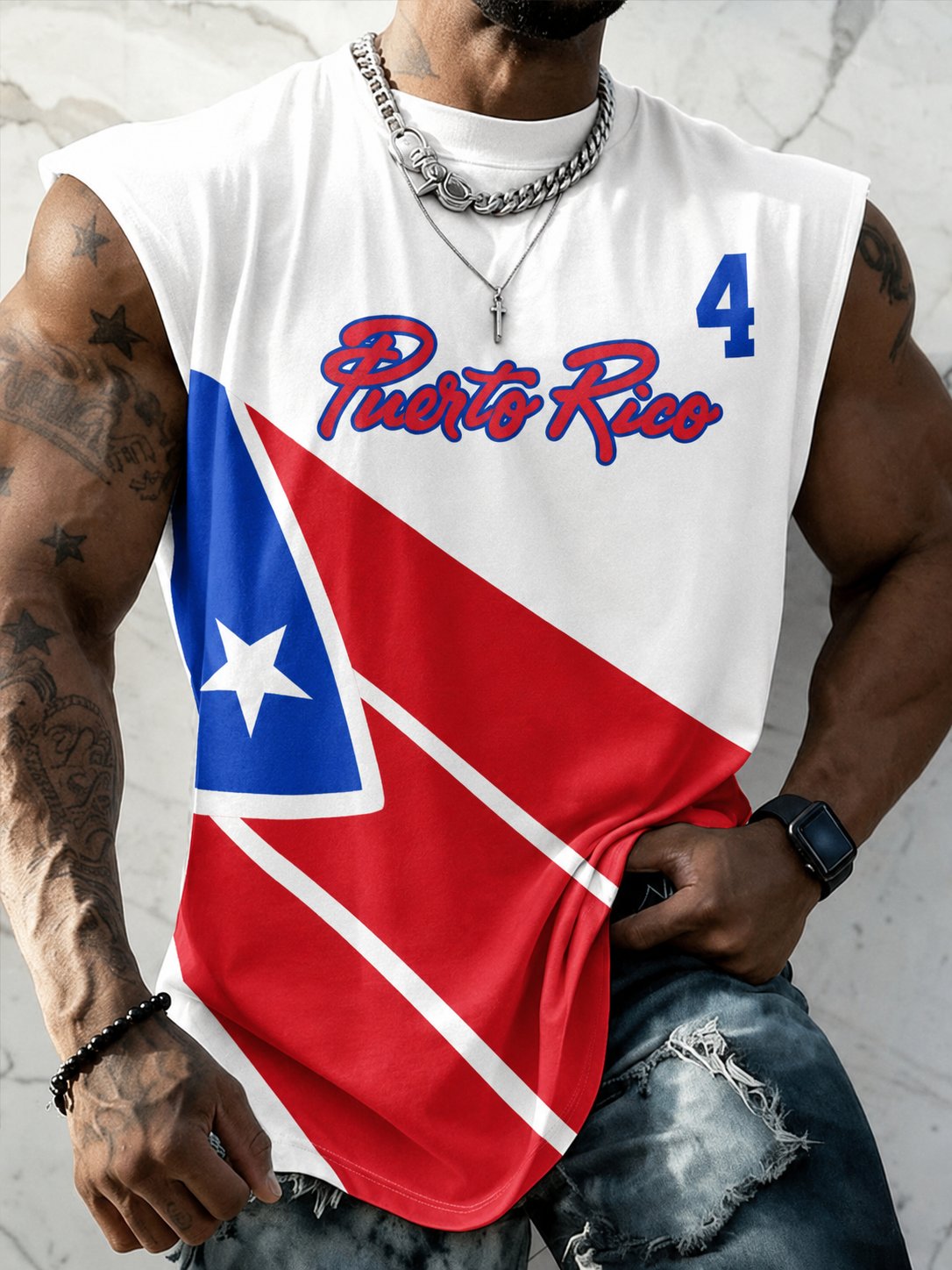 Men's Puerto Rico Basketball Print Tank Top
