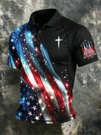 Men's Patriotic Print Polo Shirt