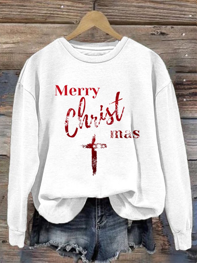 Women'S Casual Merry Christmas (Commemorating The Birth Of Jesus Christ) Printed Sweatshirt