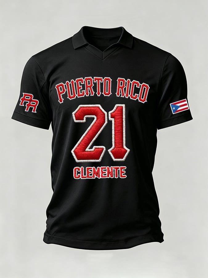 Men's Puerto Rican Baseball Printed Casual T-shirt