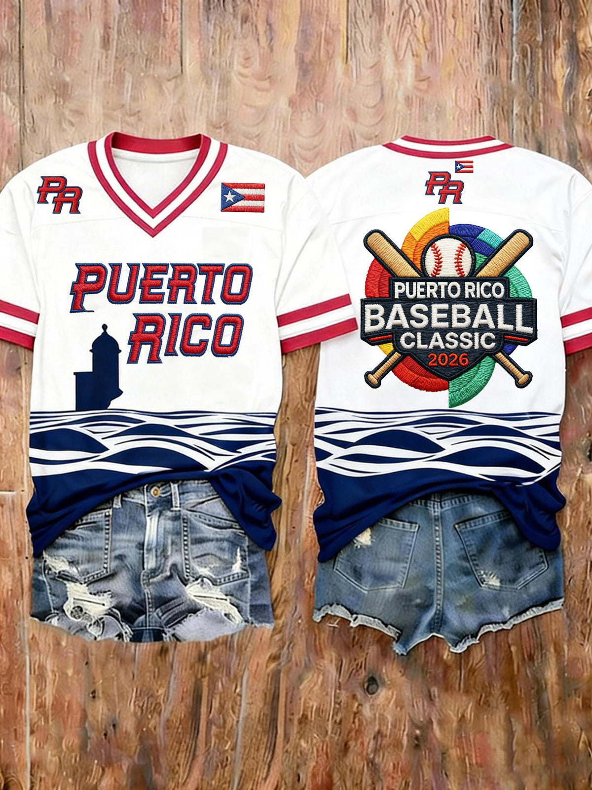 Women's Puerto Rico Baseball Print Shirt
