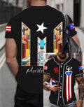 Men's Puerto Rico Baseball Printed Casual Top