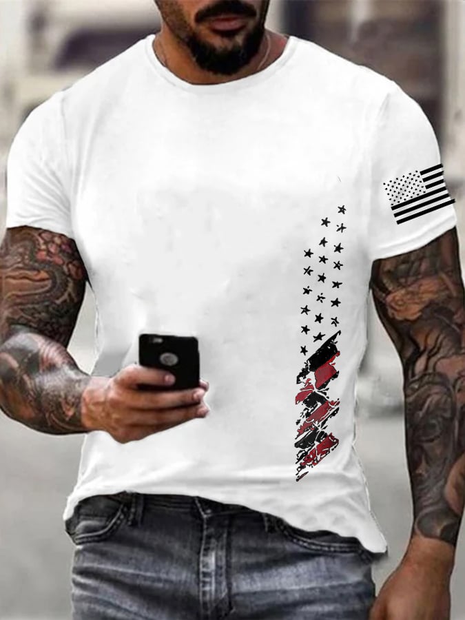 Men's Retro Independence Day Cotton Short Sleeve T-Shirt