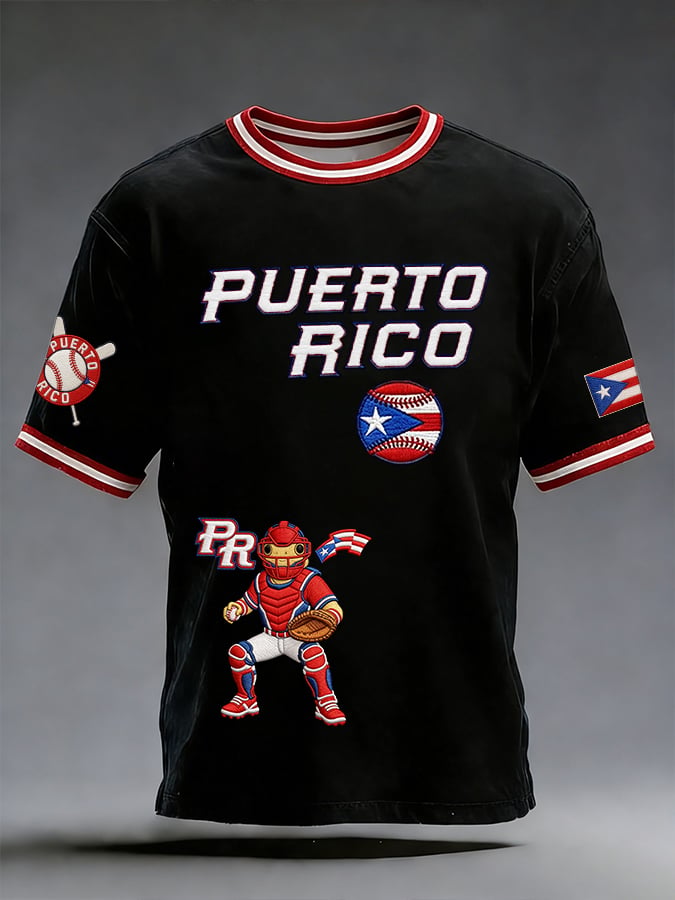 Men's Puerto Rico Baseball Fan Casual T-Shirt