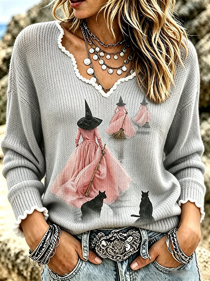 Women's Casual Retro Collar Frayed Edge Top