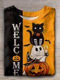 Halloween Pumpkin Cat Printed T-shirts