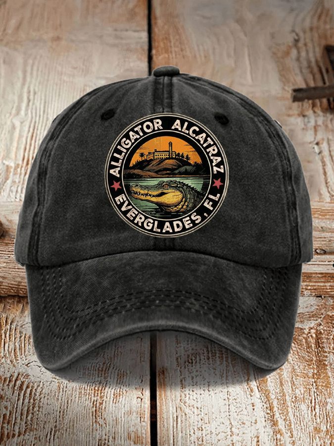 Alligator Alcatraz Funny Florida Everglades Dark Humor  Pride Baseball Cap