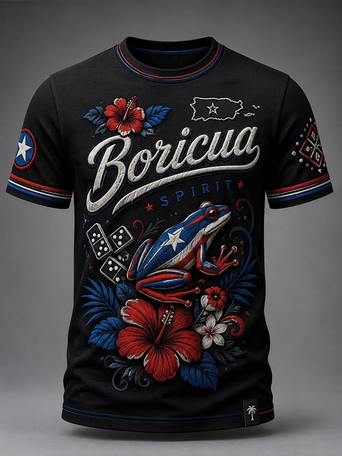 Men's Puerto Rico Art Printed Short-sleeved T-shirt