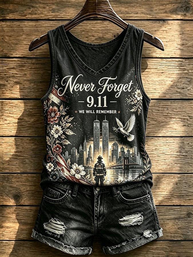 Women's Never Forget September 11 Print Vest