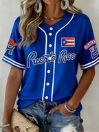 Women's  Baseball  Print Shirt
