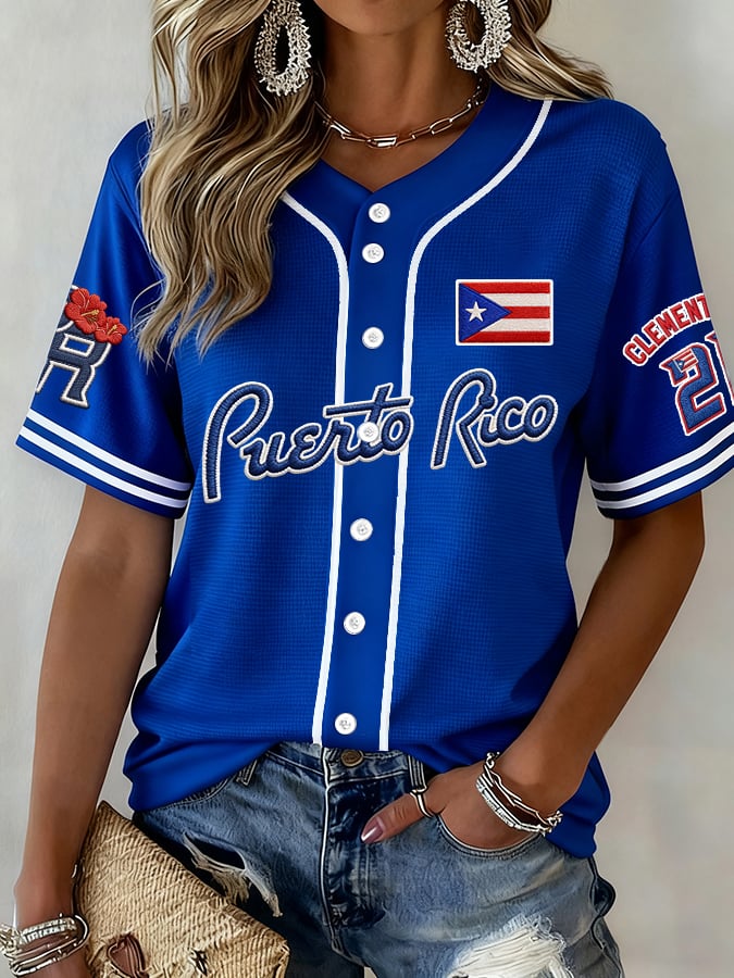 Women's  Baseball  Print Shirt