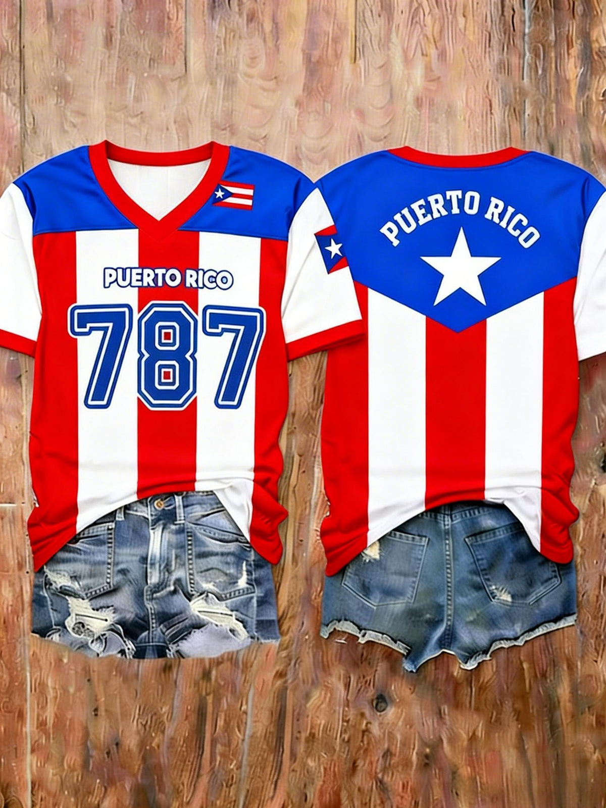 Women's Puerto Rico Baseball Print Shirt