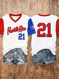 Women's Puerto Rico Baseball Print Shirt