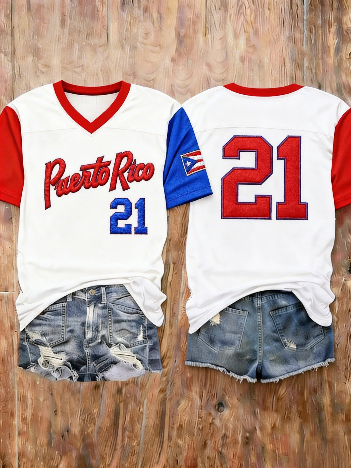 Women's Puerto Rico Baseball Print Shirt