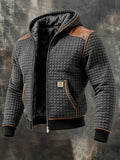 Men's Retro Knitted Checkered Textured Outdoor Jacket