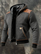 Men's Retro Knitted Checkered Textured Outdoor Jacket
