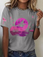Women's Witch Cat  Printed Short-Sleeved T-Shirt