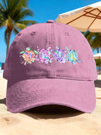 Retro  Vacation Watercolor Sea Turtle Print Baseball Cap